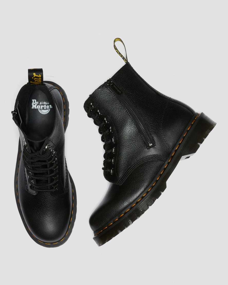 schwarze dr. martens 1460 pascal zip tumbled damen-schnürstiefel