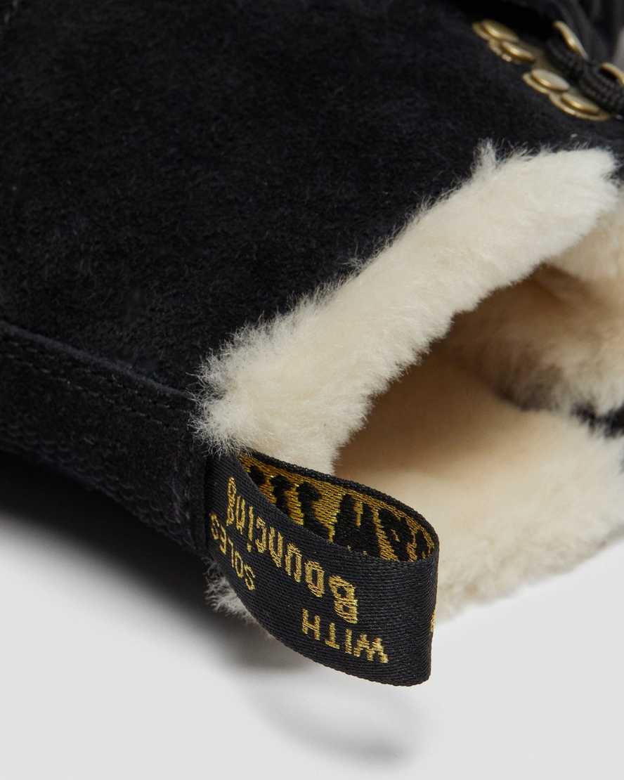 schwarze dr. martens 101 damenstiefel mit shearling-futter