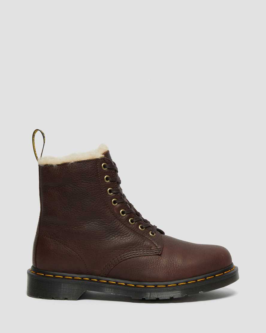 braune dr. martens 1460 pascal damenstiefel mit kunstfellfutter
