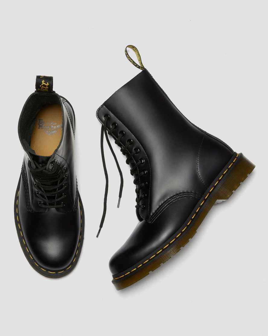 schwarze dr. martens 1490 smooth damenstiefel mittelhoch