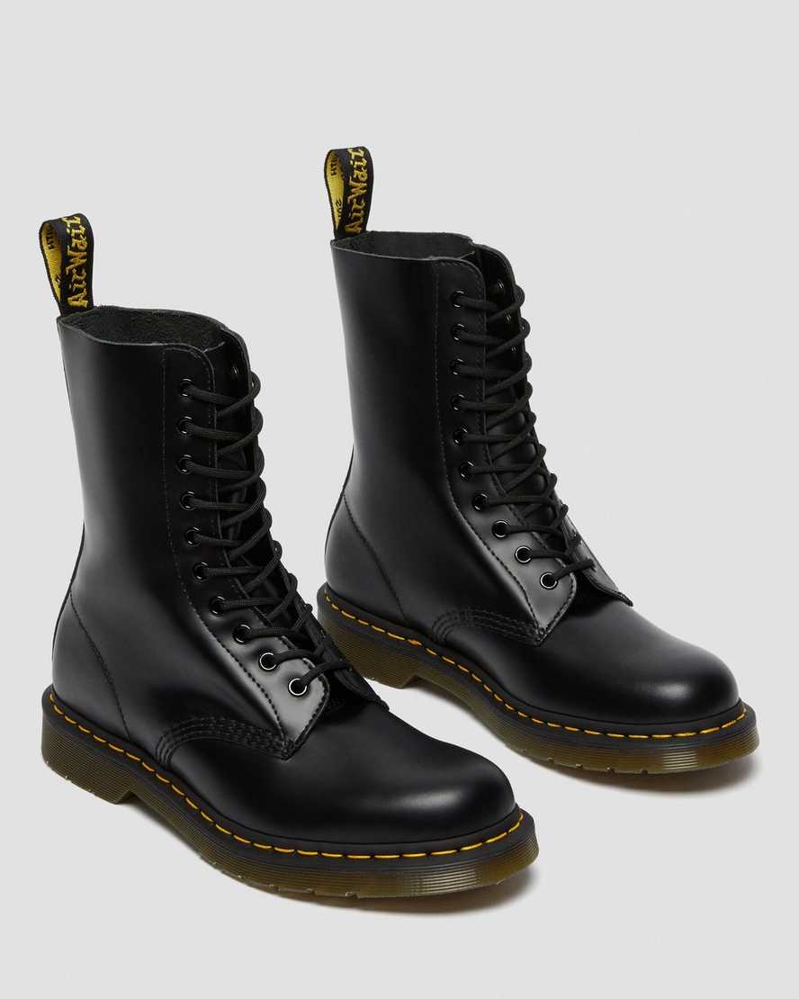 schwarze dr. martens 1490 smooth damenstiefel mittelhoch