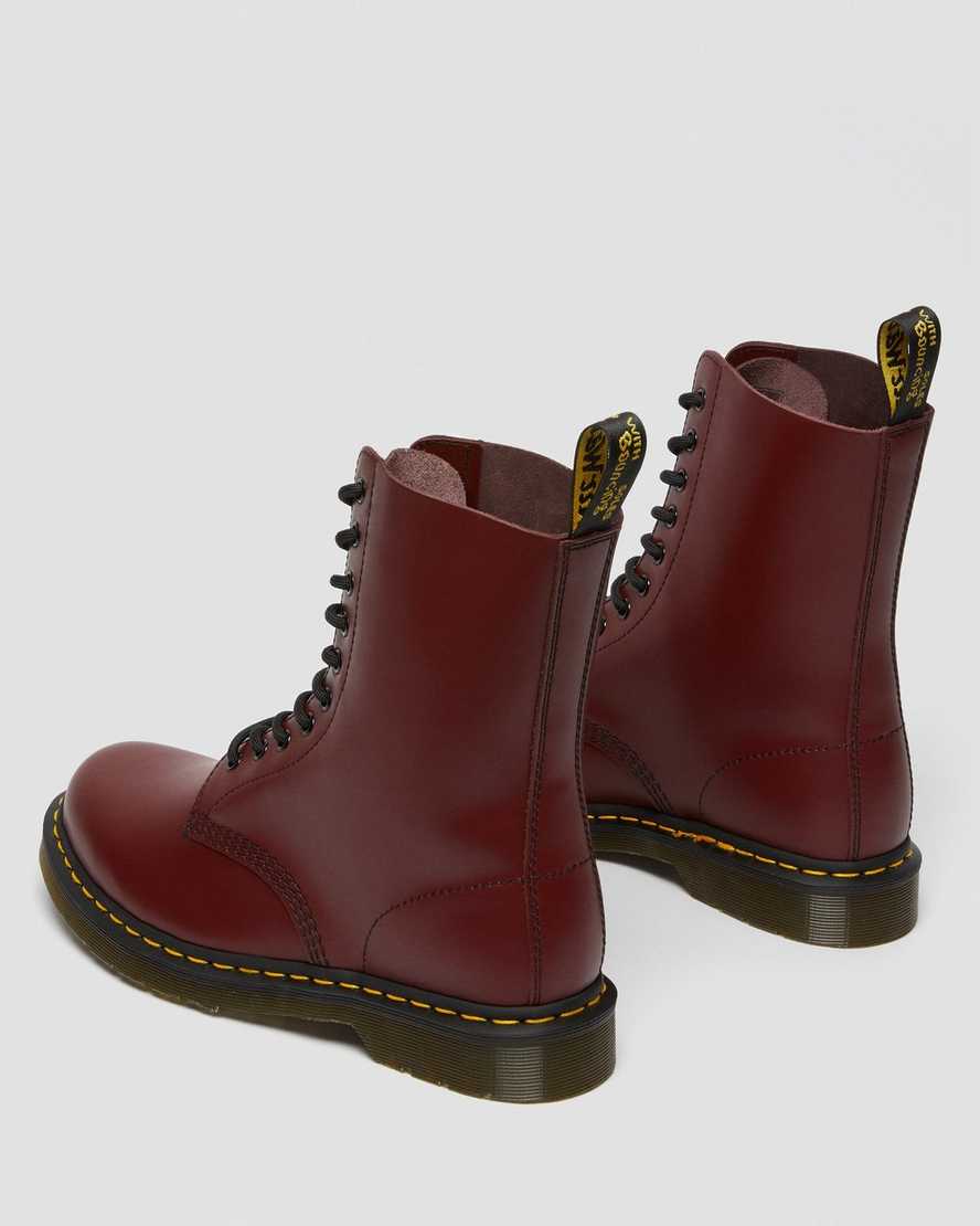 rote dr. martens 1490 smooth damenstiefel mittelhoch