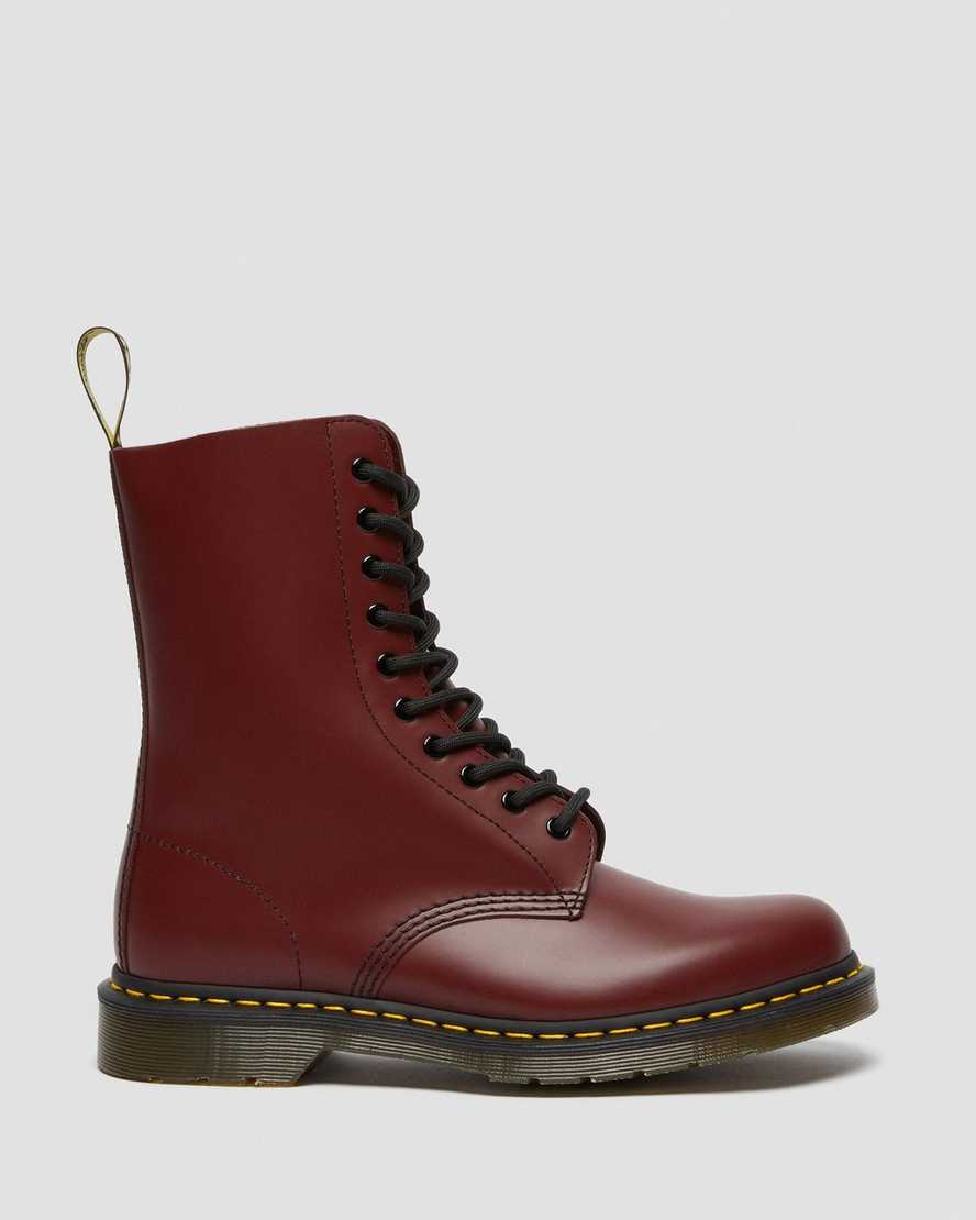 rote dr. martens 1490 smooth damenstiefel mittelhoch