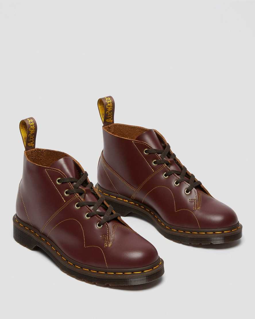 burgunderrote dr. martens church vintage damen-monkey-boots