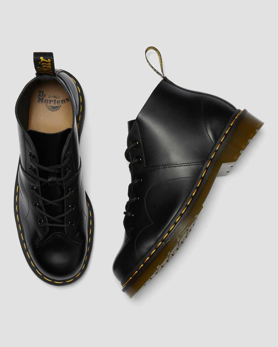 schwarze dr. martens church smooth damen-monkey-boots