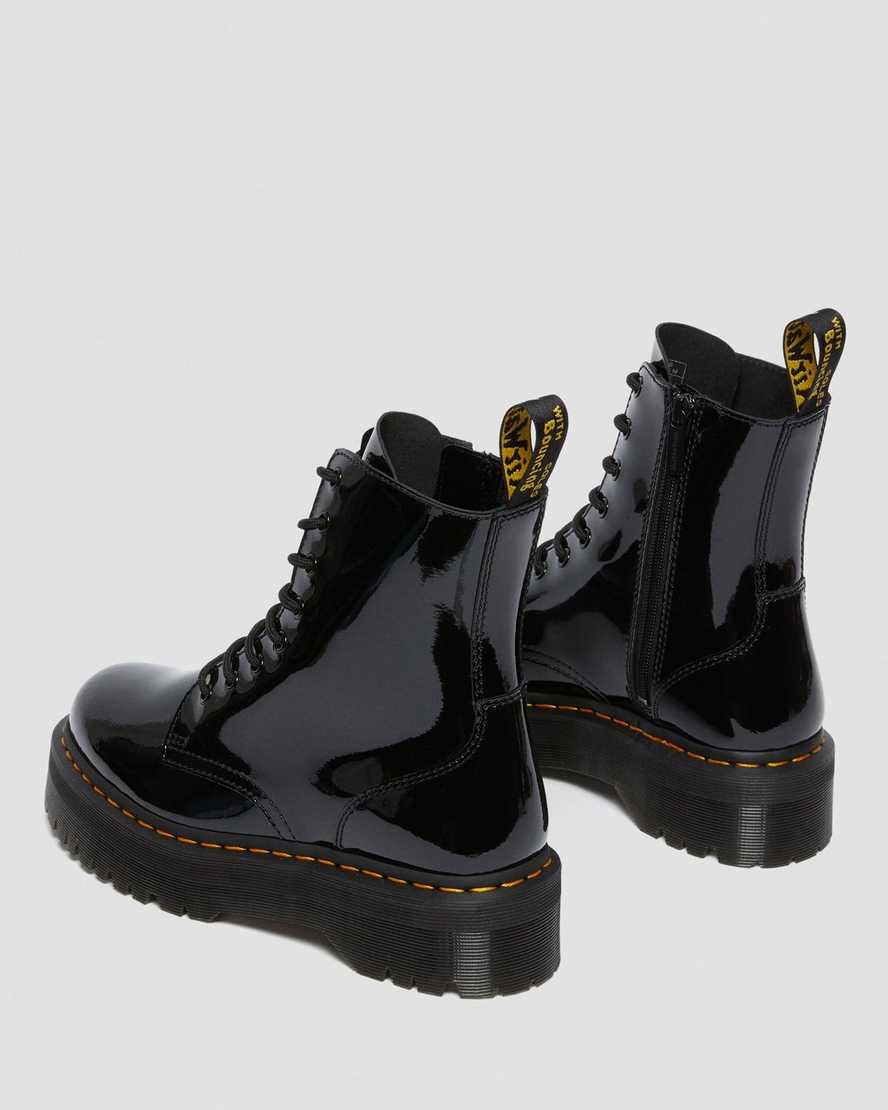 schwarze dr. martens jadon lack-plateau-stiefel für damen
