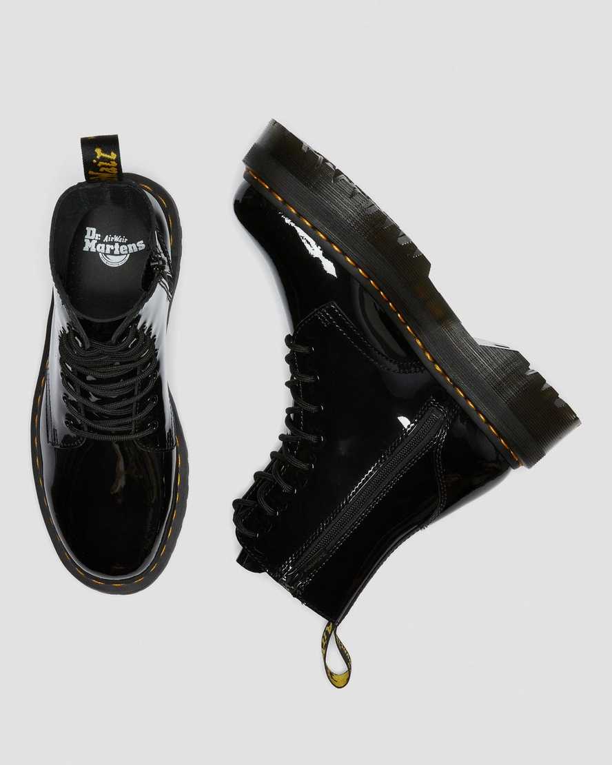 schwarze dr. martens jadon lack-plateau-stiefel für damen