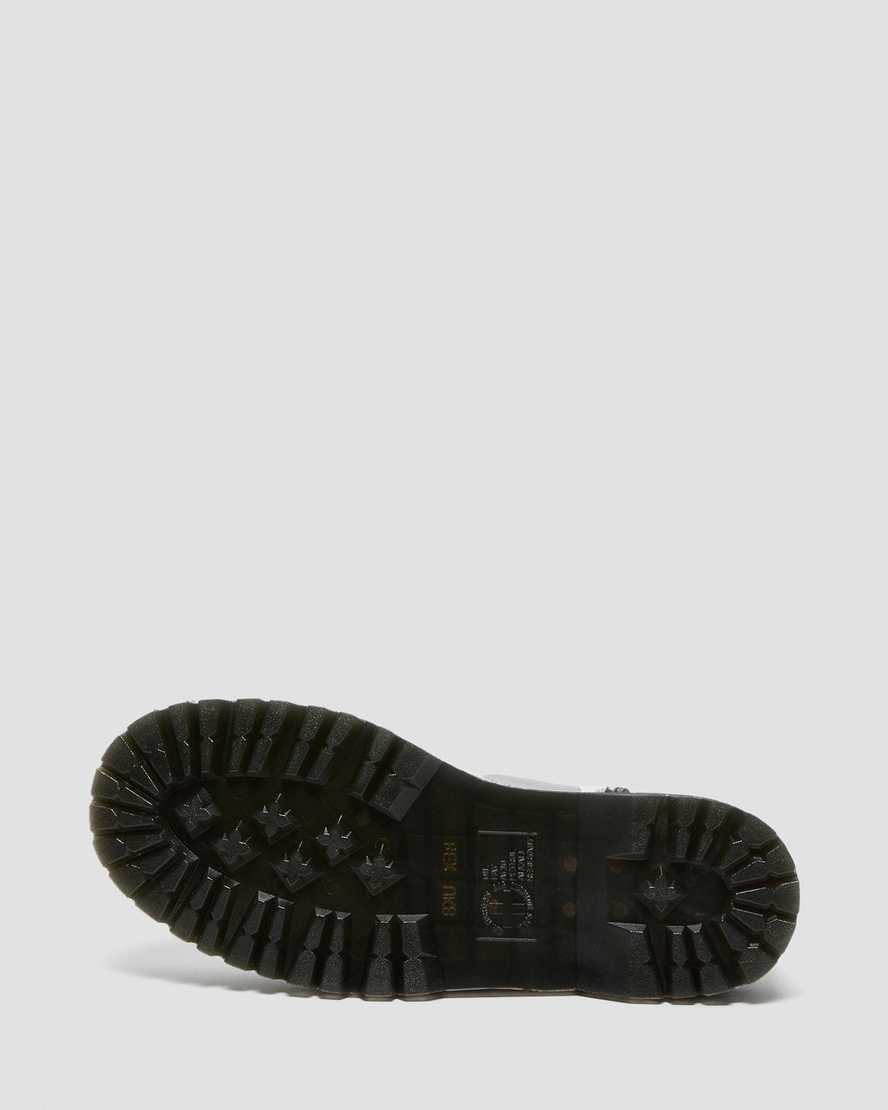 weiße dr. martens jadon polka dot glatte damen-plateaustiefel