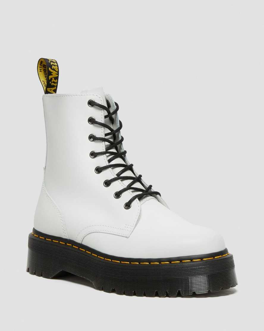 weiße dr. martens jadon smooth damen-plateaustiefel