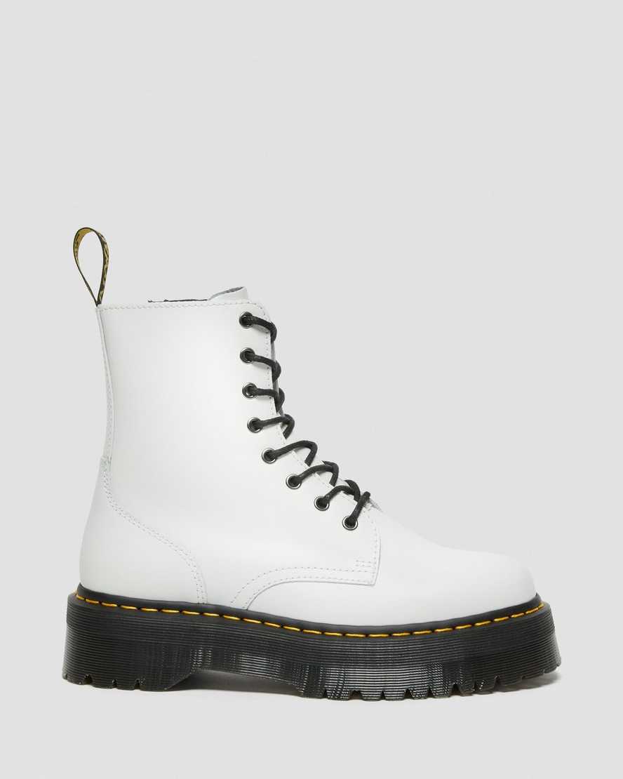 weiße dr. martens jadon smooth damen-plateaustiefel