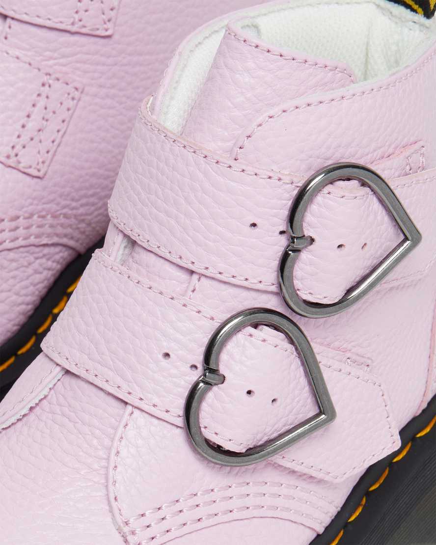 pinkfarbene dr. martens devon heart plateau-stiefel für damen.