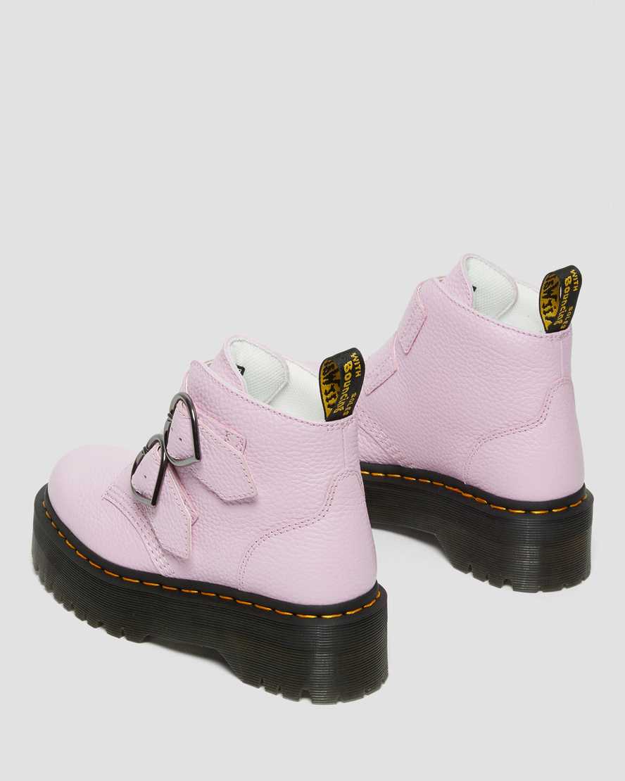 pinkfarbene dr. martens devon heart plateau-stiefel für damen.