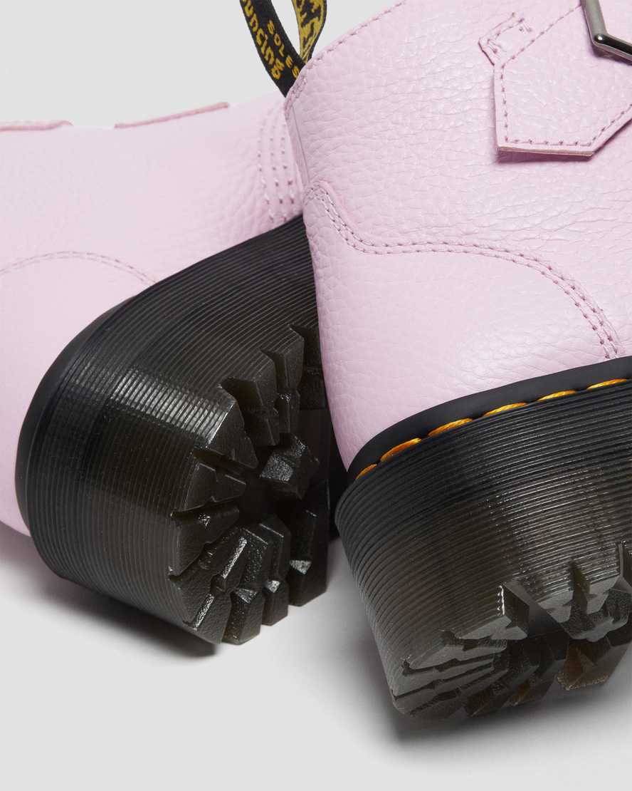 pinkfarbene dr. martens devon heart plateau-stiefel für damen.