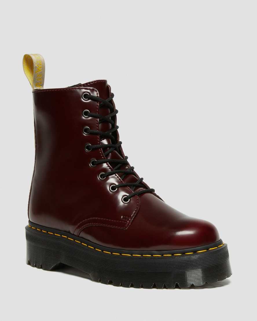 rote dr. martens jadon ii damen-plateaustiefel