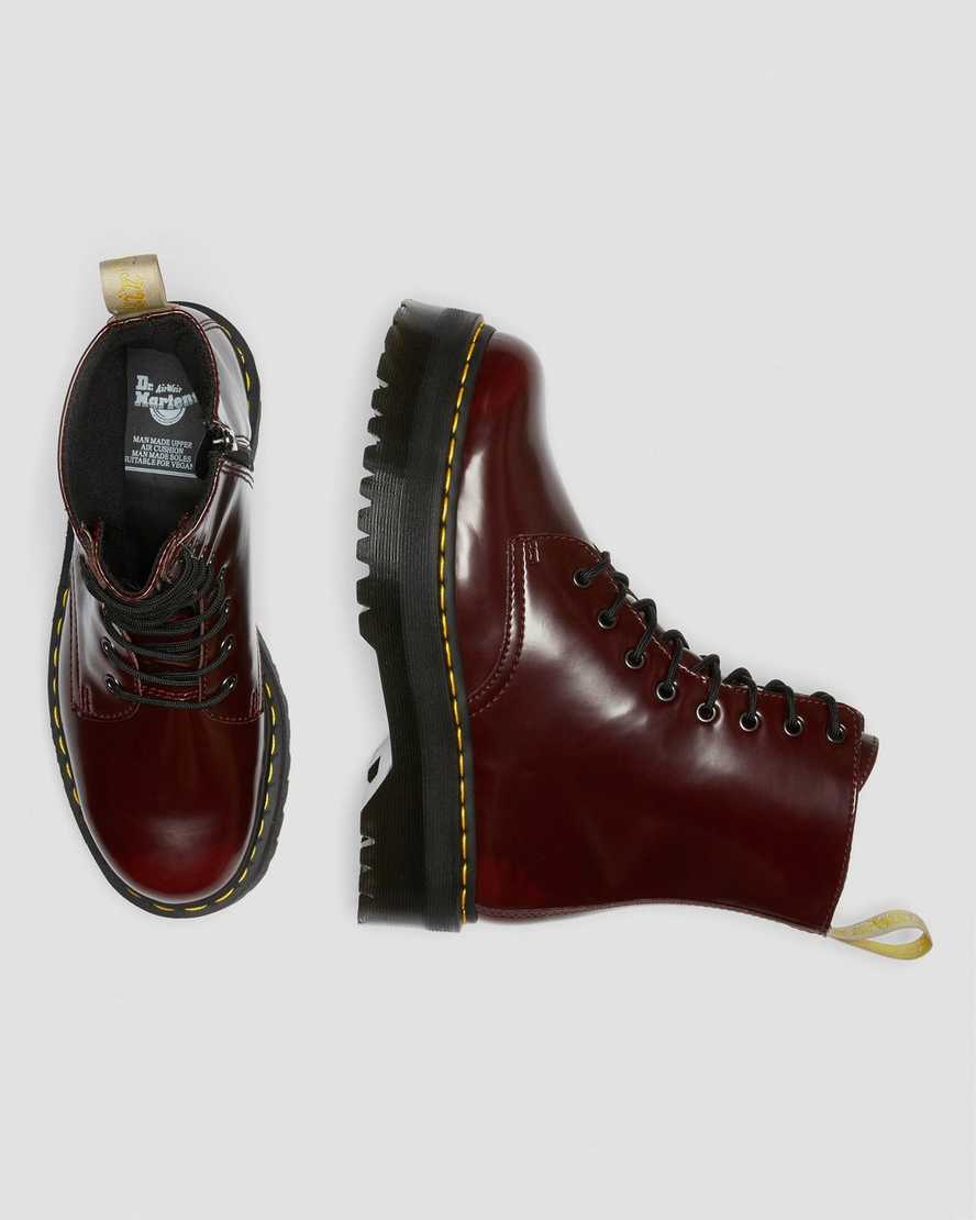 rote dr. martens jadon ii damen-plateaustiefel