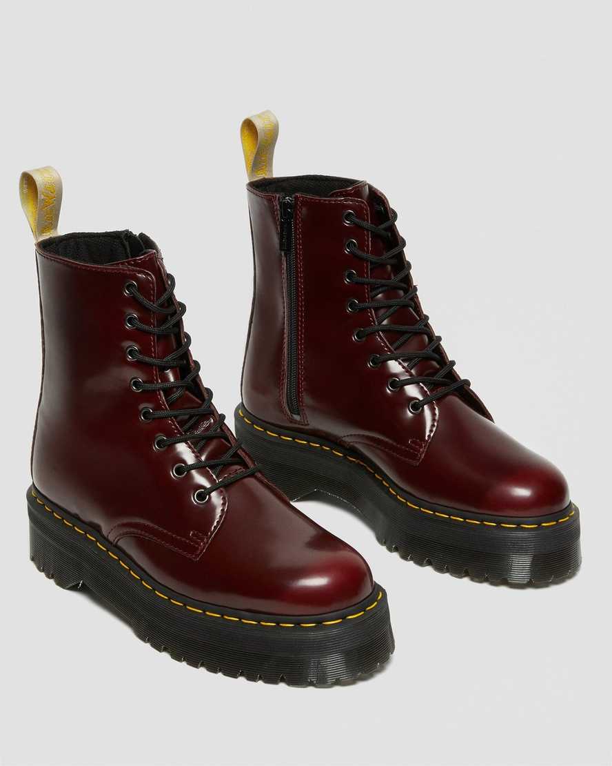 rote dr. martens jadon ii damen-plateaustiefel