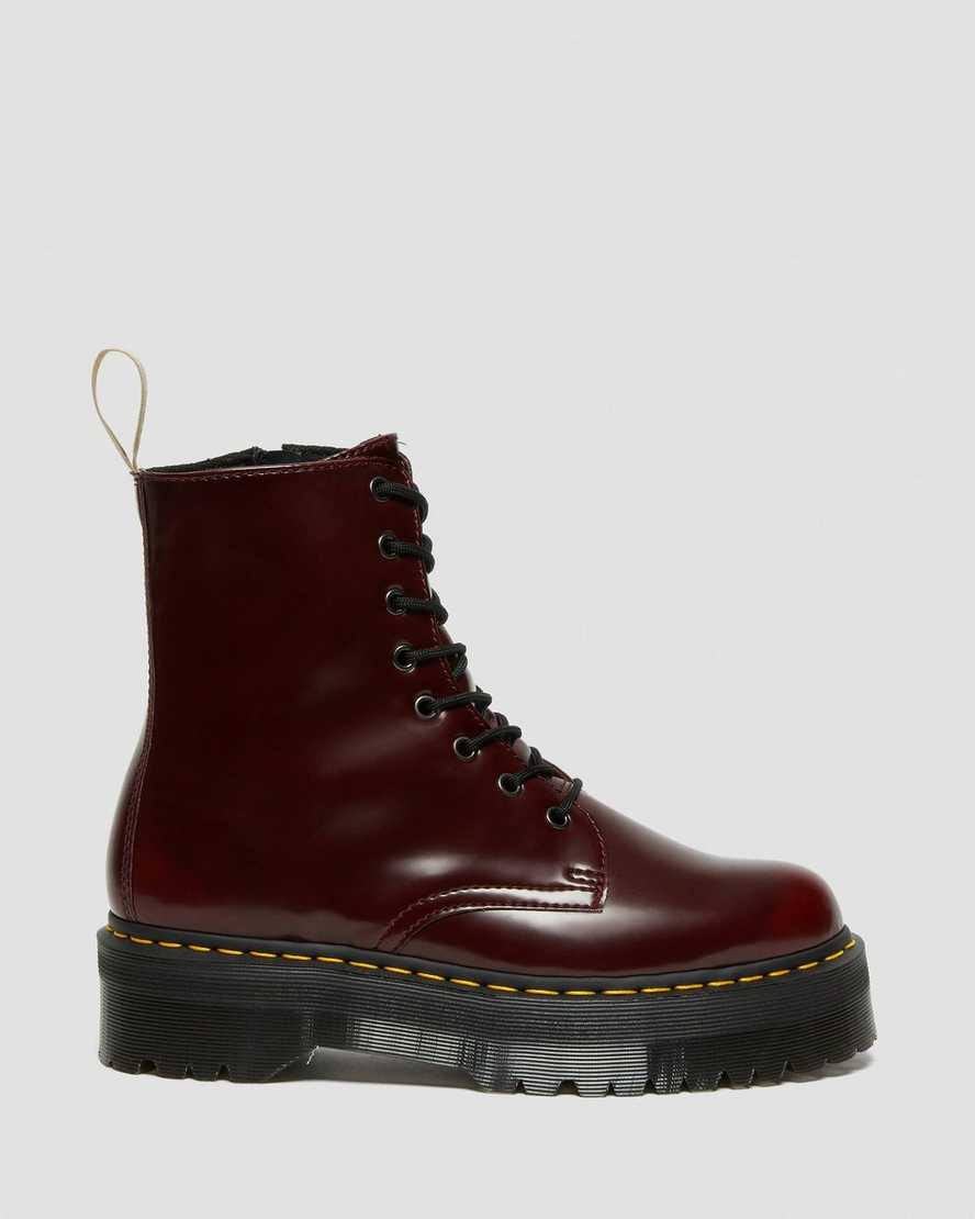 rote dr. martens jadon ii damen-plateaustiefel