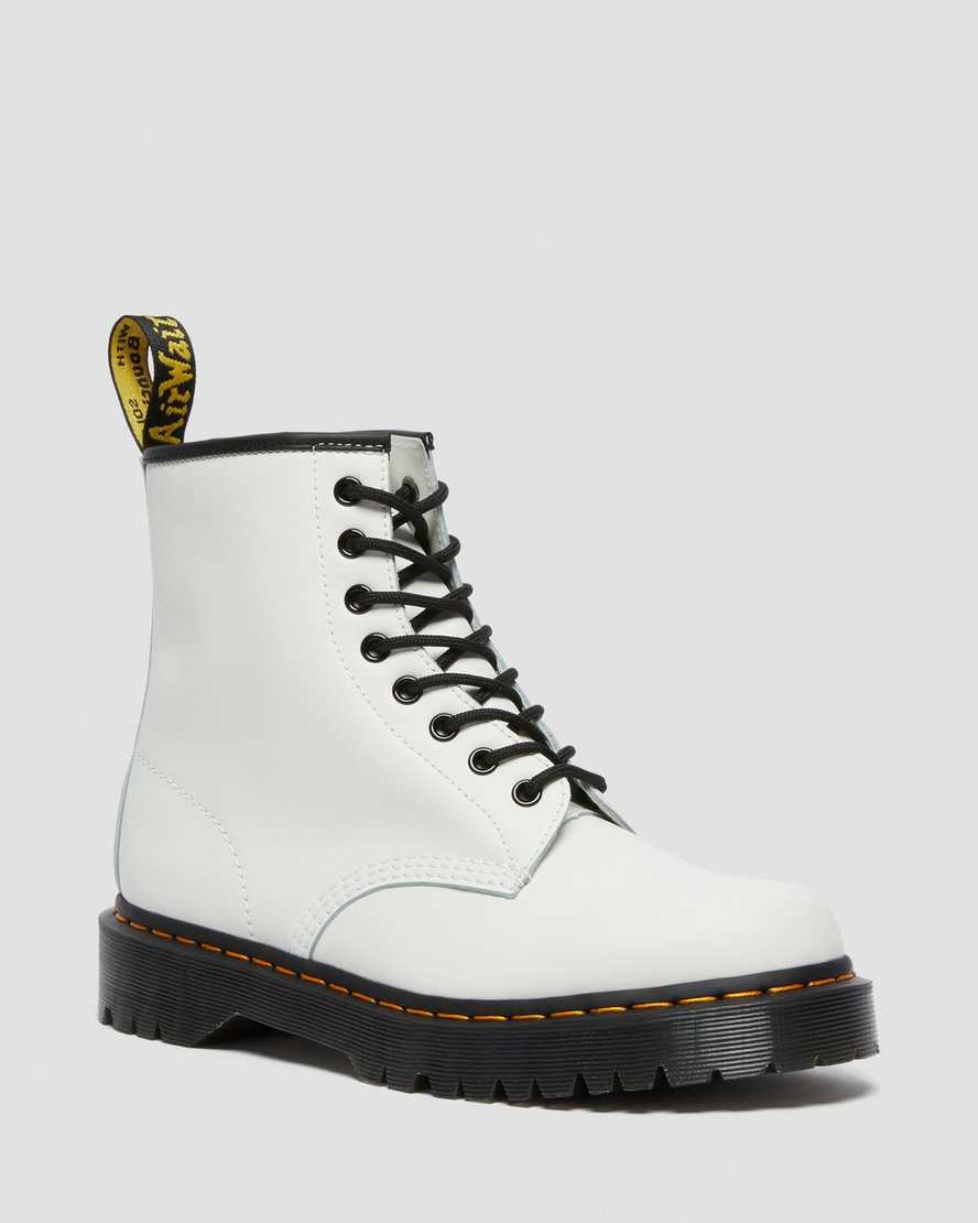 weiße dr. martens 1460 bex smooth damen-plateaustiefel