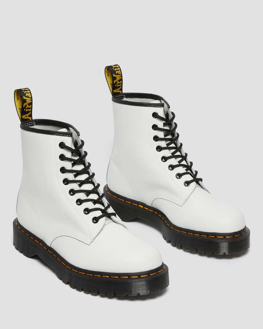 weiße dr. martens 1460 bex smooth damen-plateaustiefel