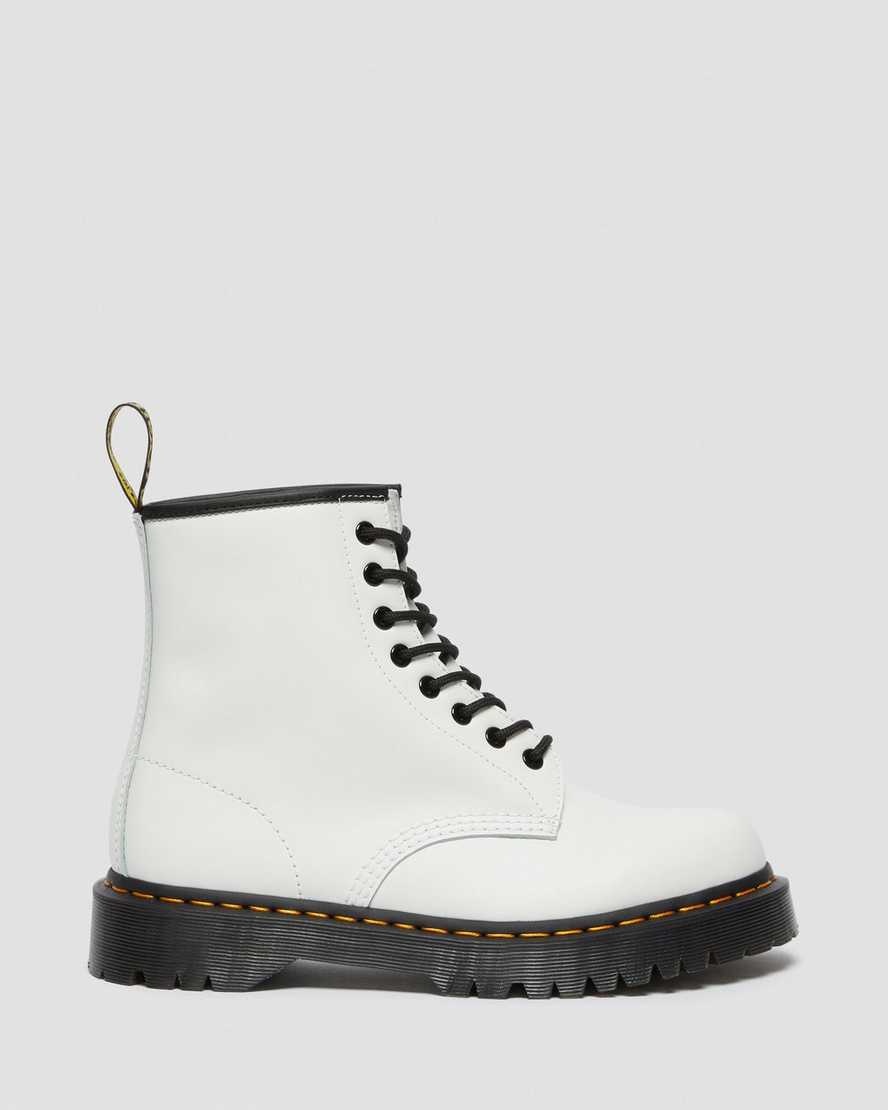weiße dr. martens 1460 bex smooth damen-plateaustiefel
