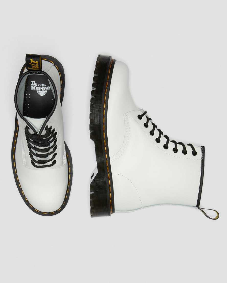 weiße dr. martens 1460 bex smooth damen-plateaustiefel