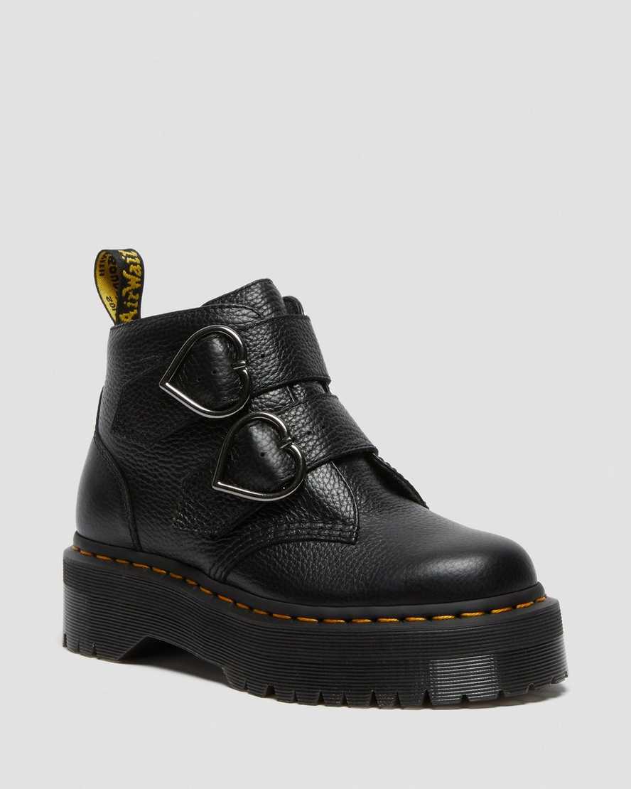 schwarze dr. martens devon heart damen-plateaustiefel