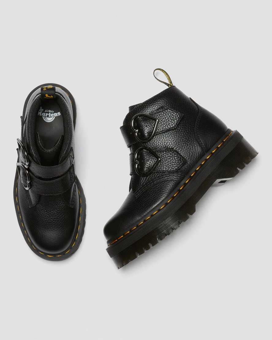 schwarze dr. martens devon heart damen-plateaustiefel