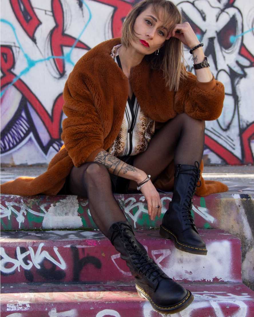 schwarze dr. martens 1b99 virginia damenstiefel hohe ausführung
