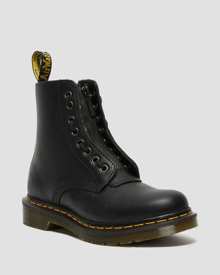 schwarze dr. martens 1460 pascal nappa damen-stiefel mit reißverschluss