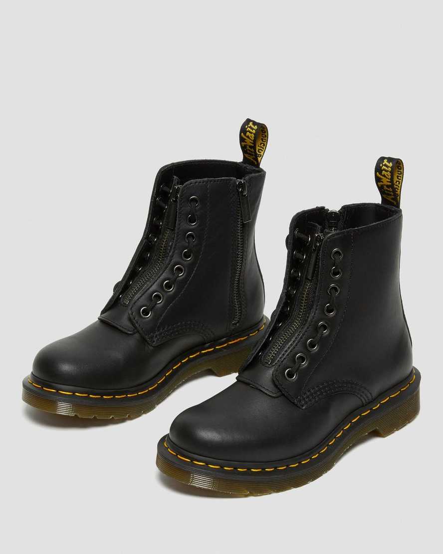 schwarze dr. martens 1460 pascal nappa damen-stiefel mit reißverschluss