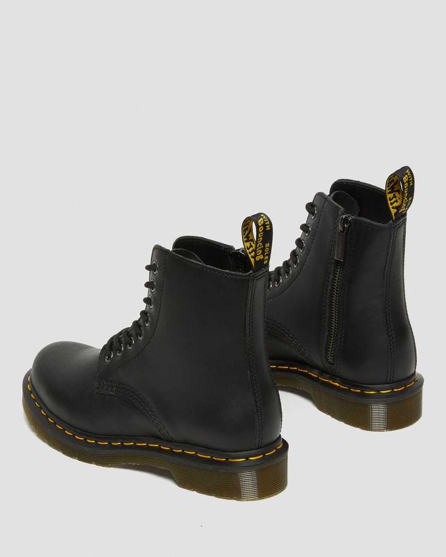schwarze dr. martens 1460 pascal nappa damen-stiefel mit reißverschluss