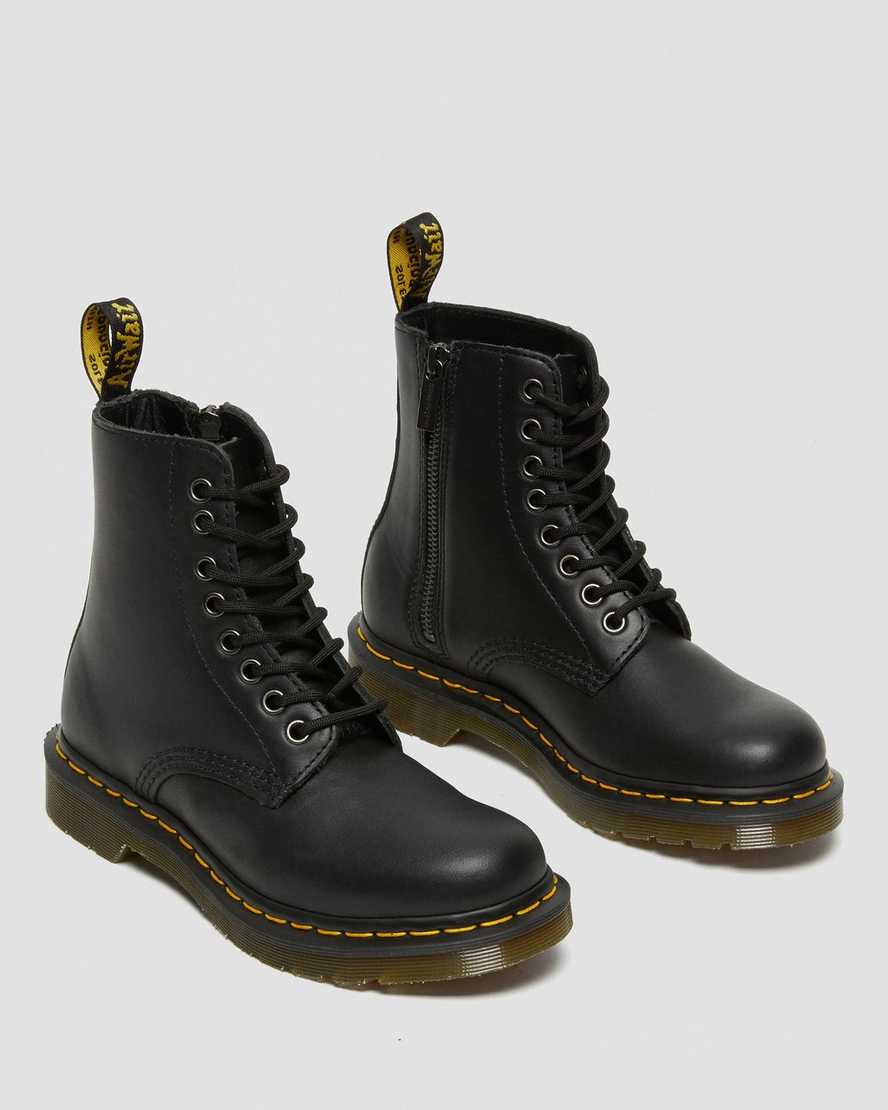 schwarze dr. martens 1460 pascal nappa damen-stiefel mit reißverschluss