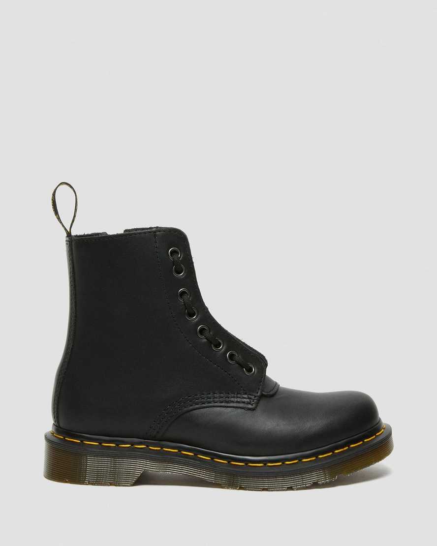 schwarze dr. martens 1460 pascal nappa damen-stiefel mit reißverschluss