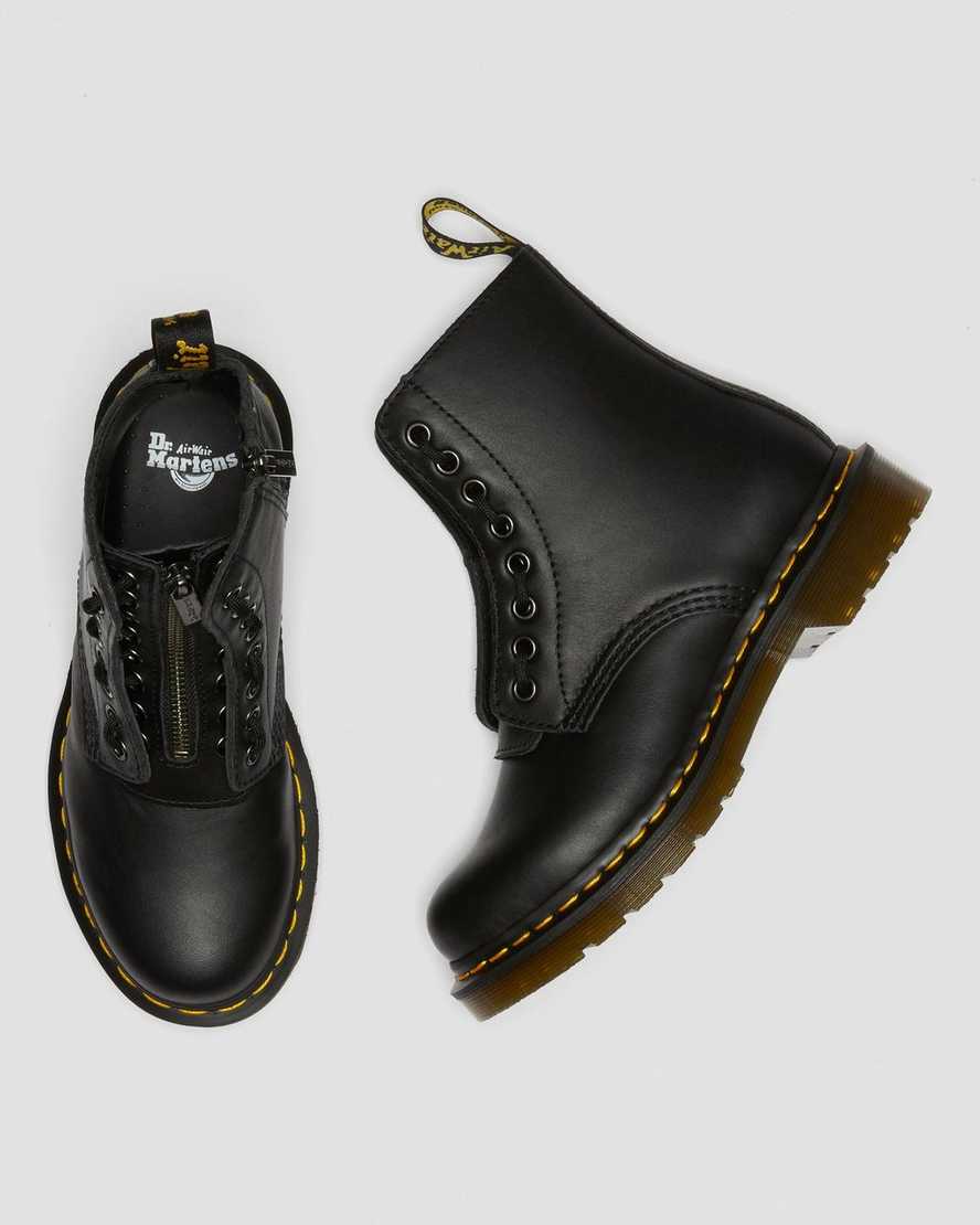 schwarze dr. martens 1460 pascal nappa damen-stiefel mit reißverschluss