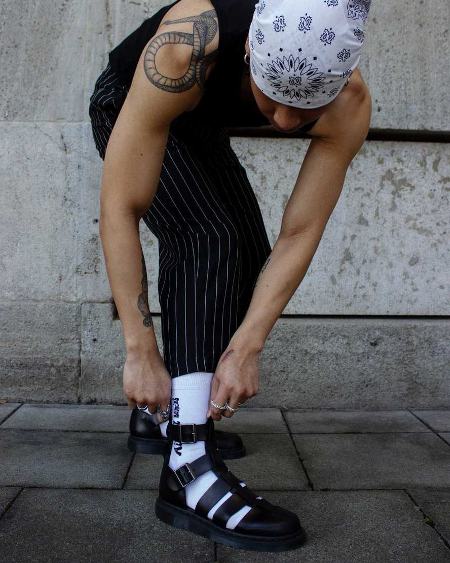 schwarze dr. martens geraldo gladiator-sandalen für damen
