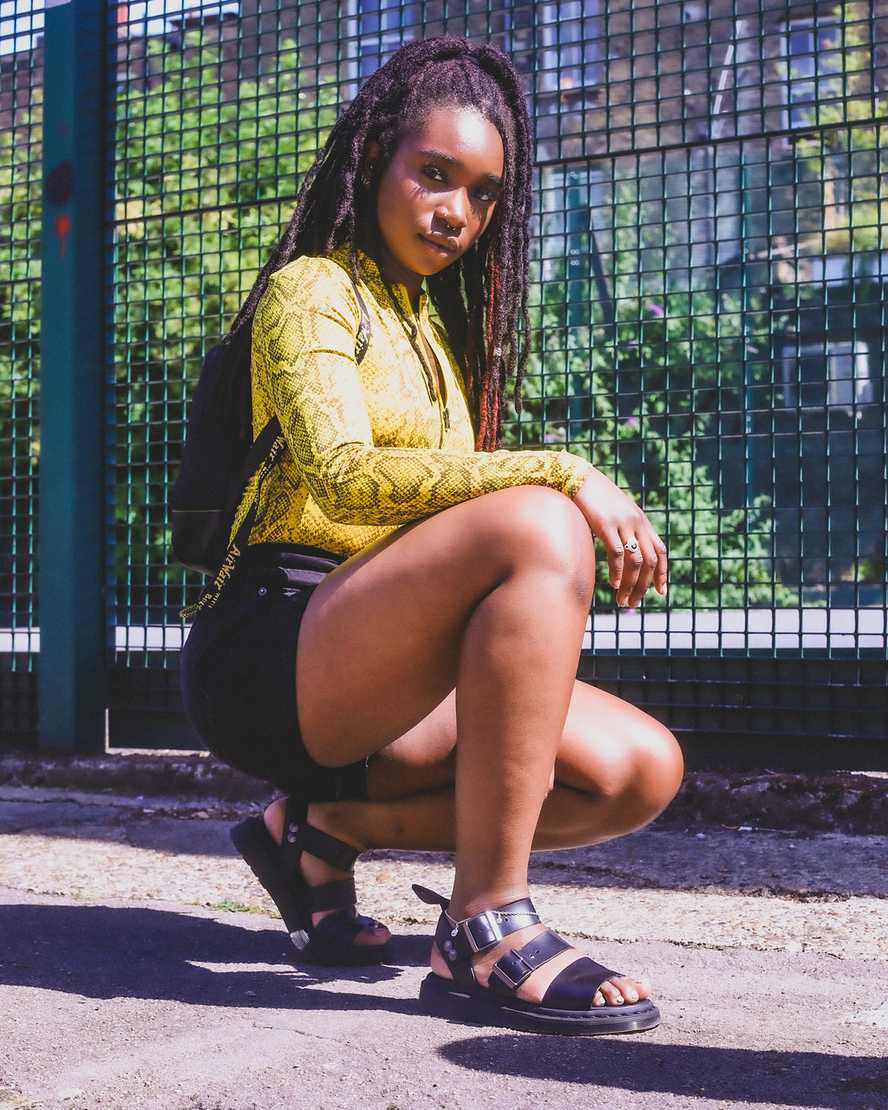 schwarze dr. martens gryphon brando gladiator-sandalen für damen
