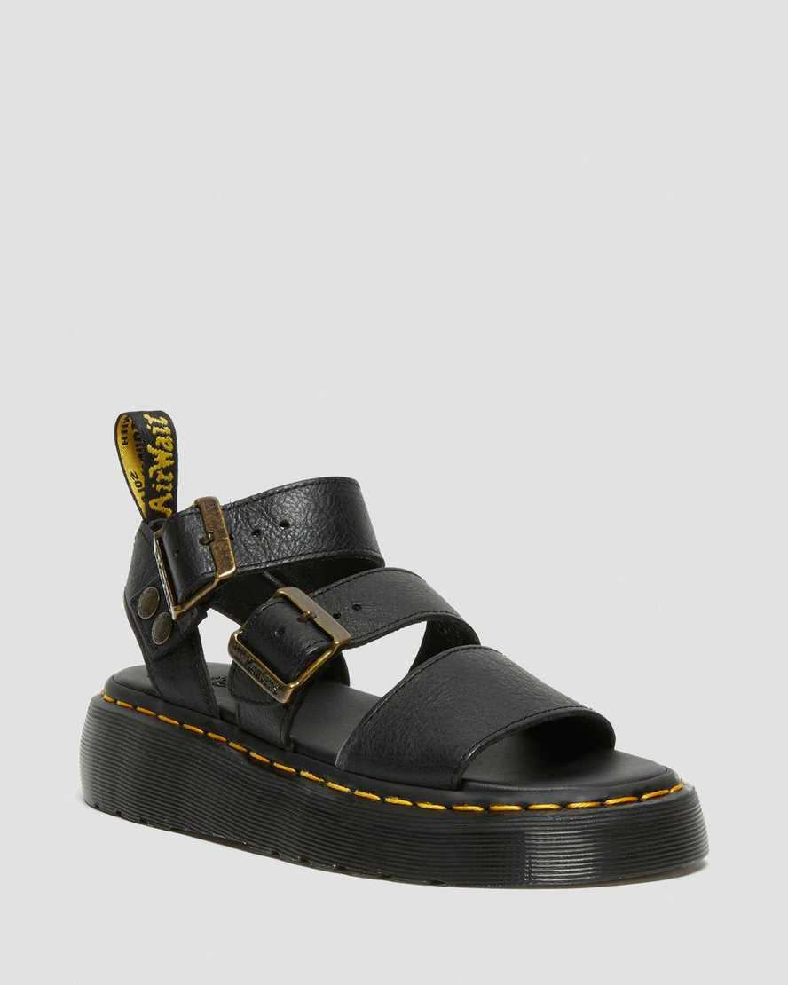 schwarze dr. martens gryphon plateau-gladiator-sandalen für damen