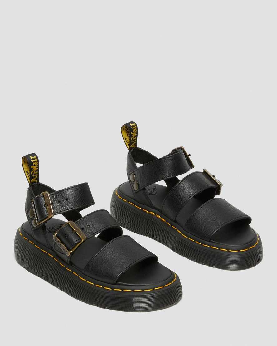 schwarze dr. martens gryphon plateau-gladiator-sandalen für damen