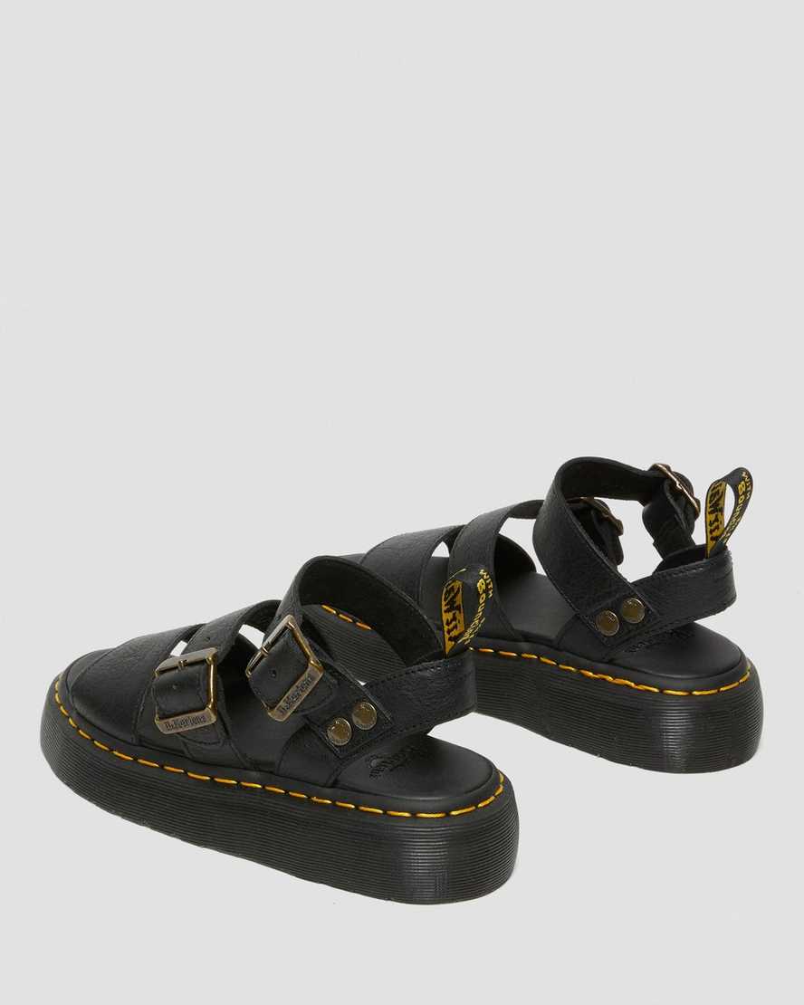schwarze dr. martens gryphon plateau-gladiator-sandalen für damen