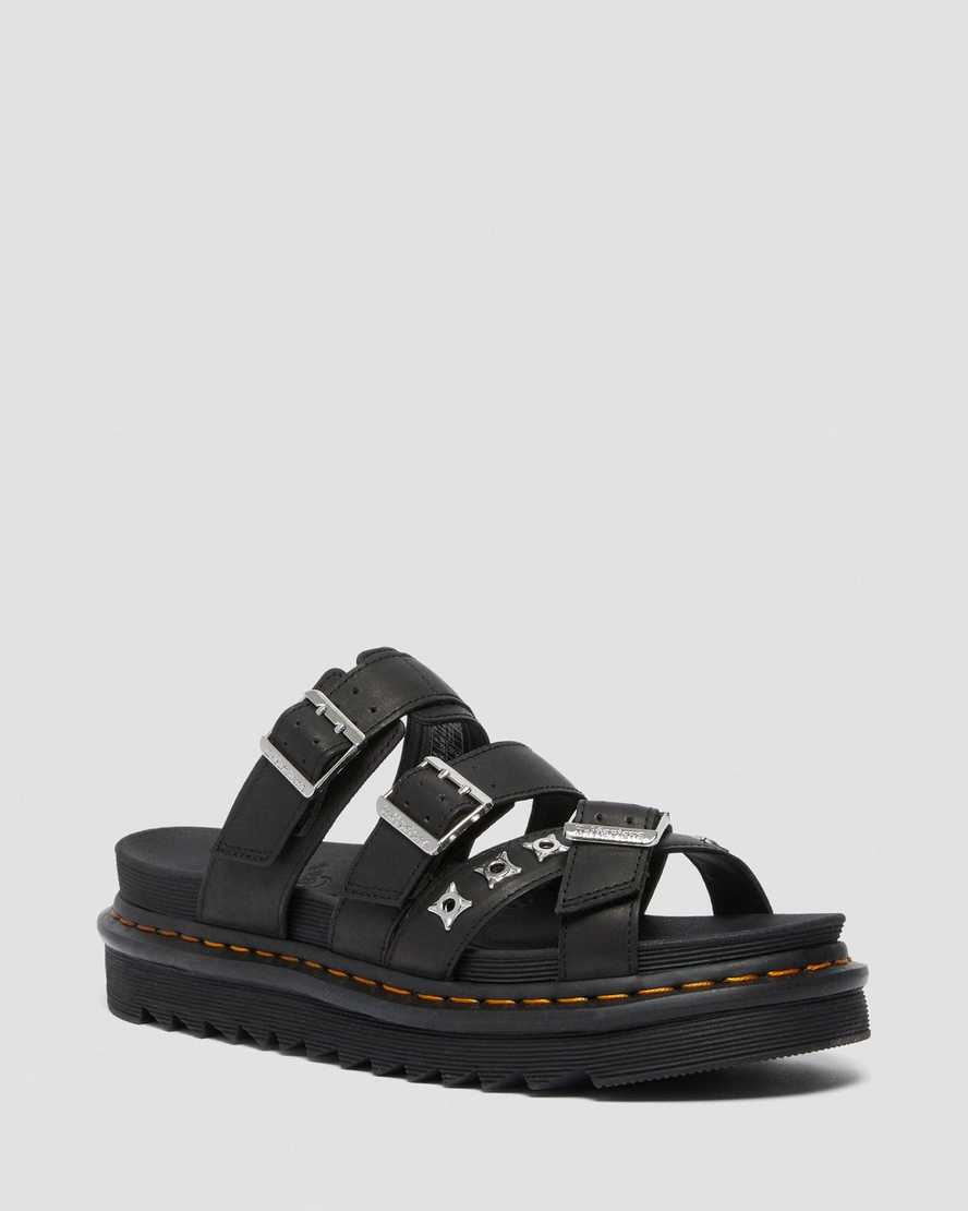schwarze dr. martens ryker ii damen-sandalen mit riemen
