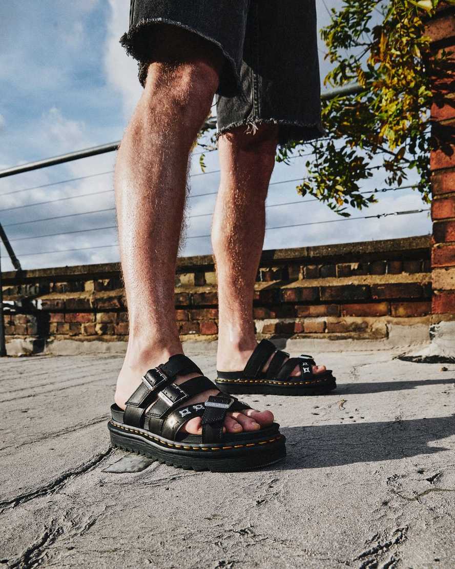schwarze dr. martens ryker ii damen-sandalen mit riemen