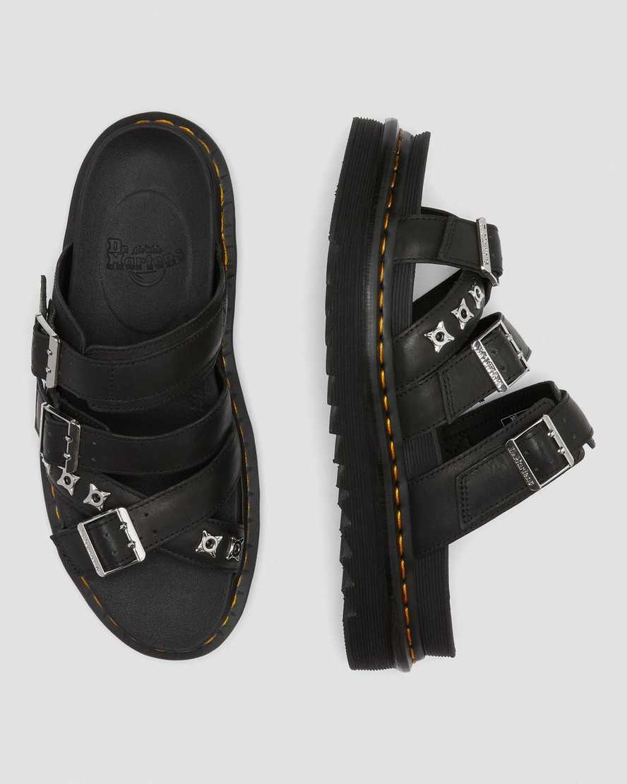 schwarze dr. martens ryker ii damen-sandalen mit riemen