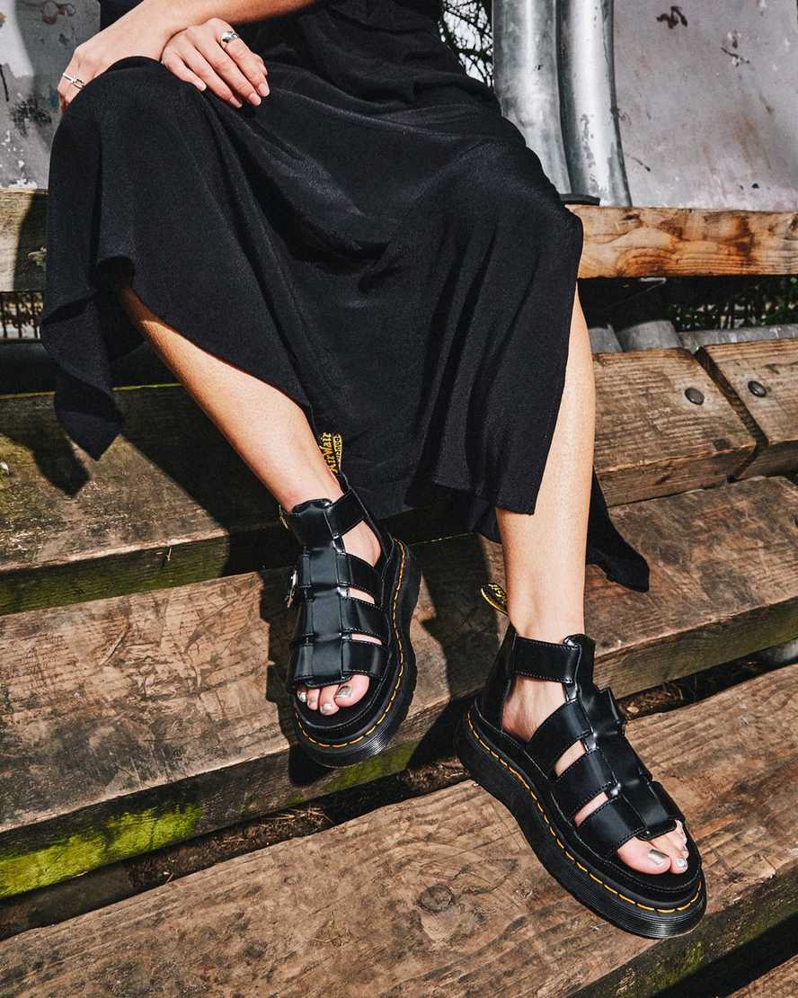 schwarze dr. martens mackaye damen-riemensandalen