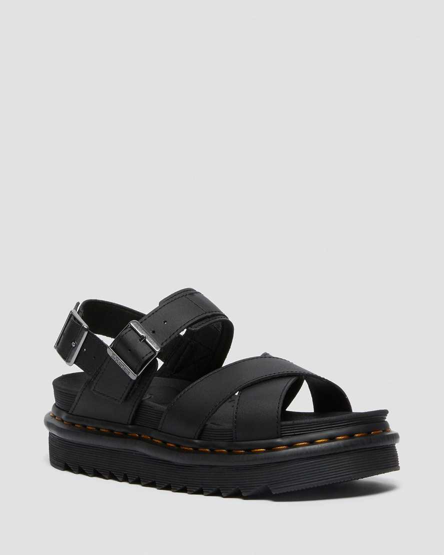 schwarze dr. martens voss ii damen-riemensandalen