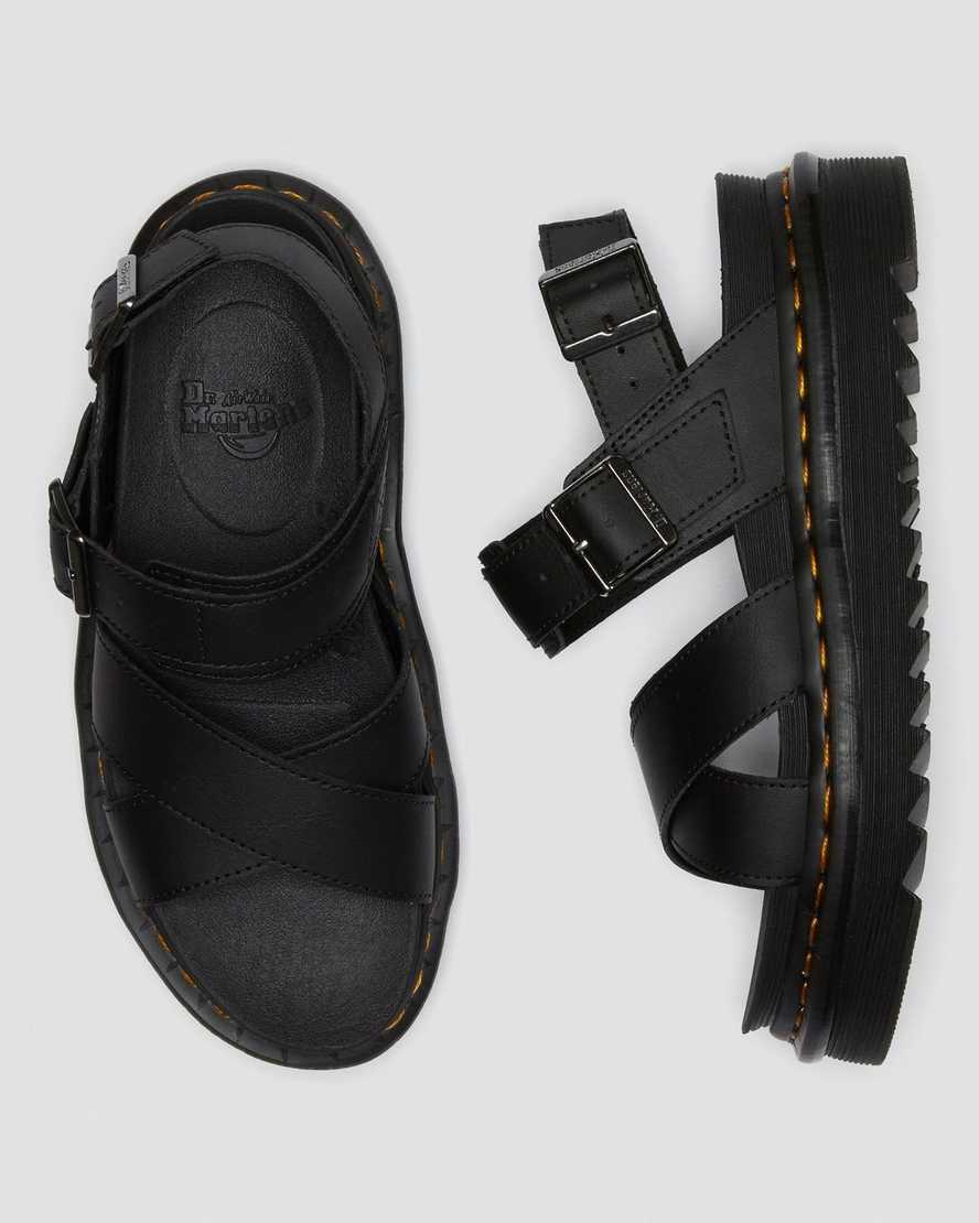 schwarze dr. martens voss ii damen-riemensandalen