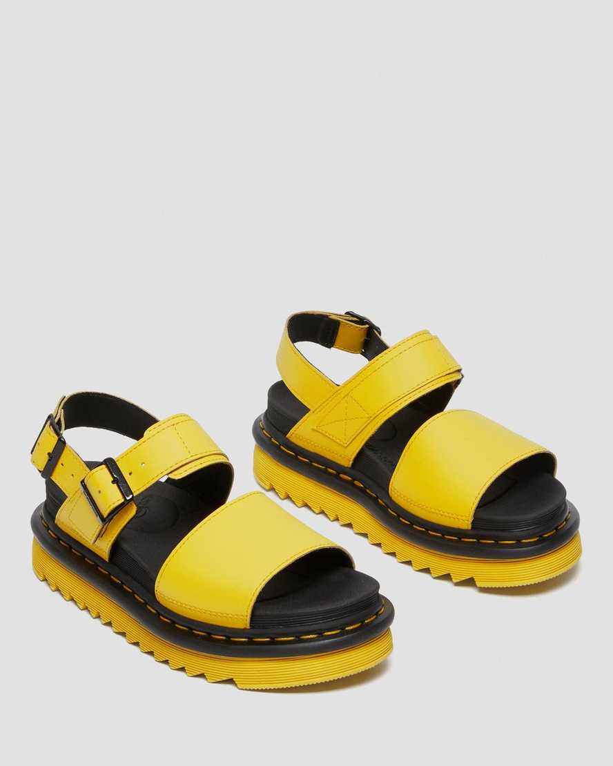 gelbe dr. martens voss damen-riemensandalen