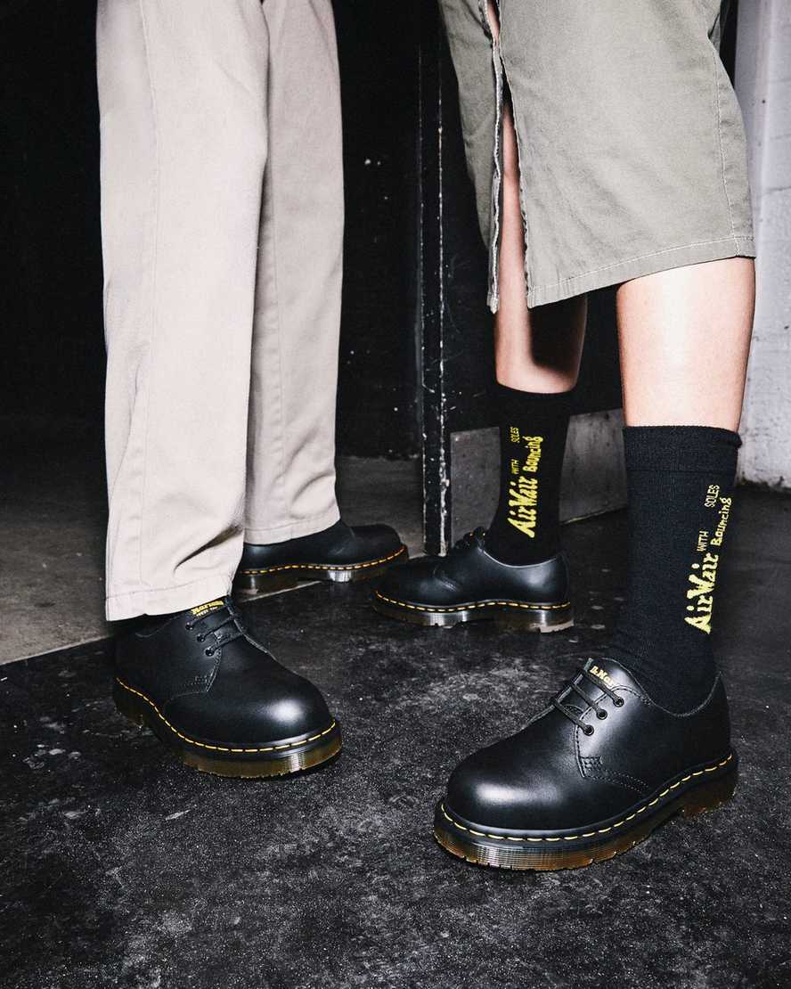 schwarze dr. martens 1461 damen-freizeitschuhe mit rutschfester stahlkappe
