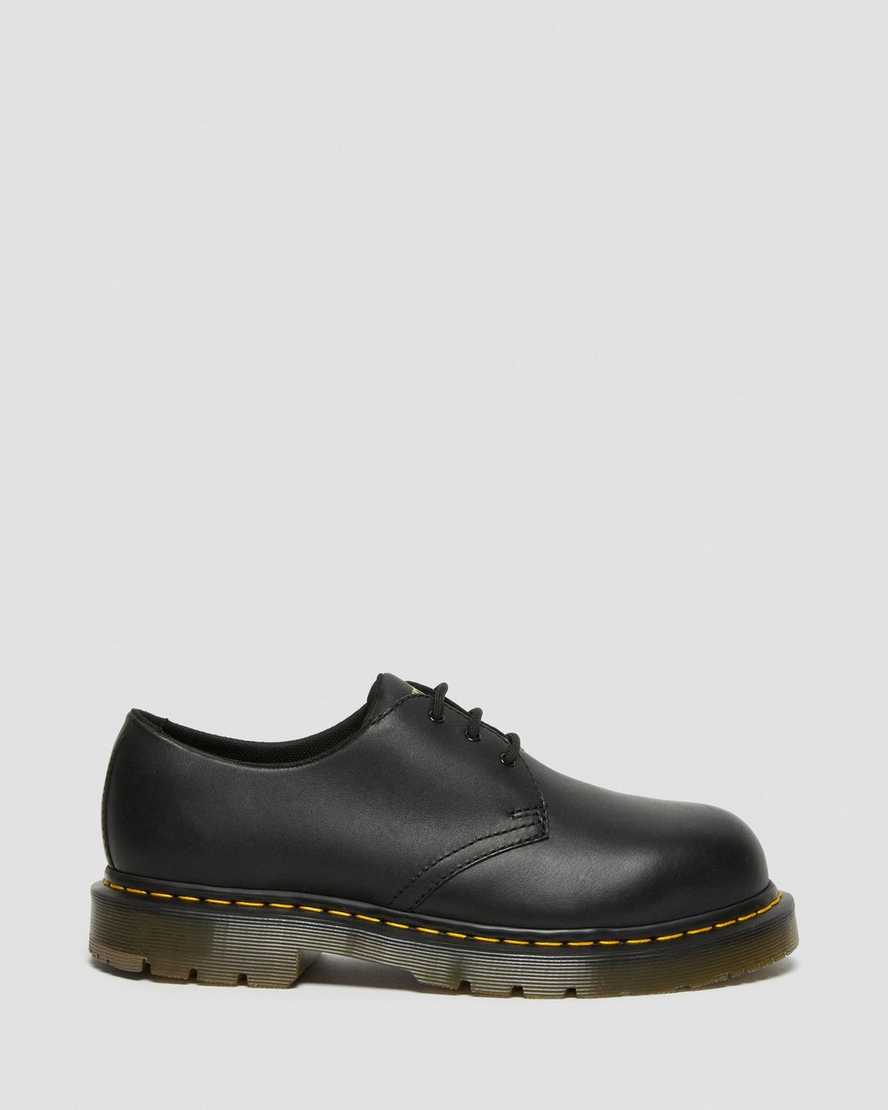 schwarze dr. martens 1461 damen-freizeitschuhe mit rutschfester stahlkappe