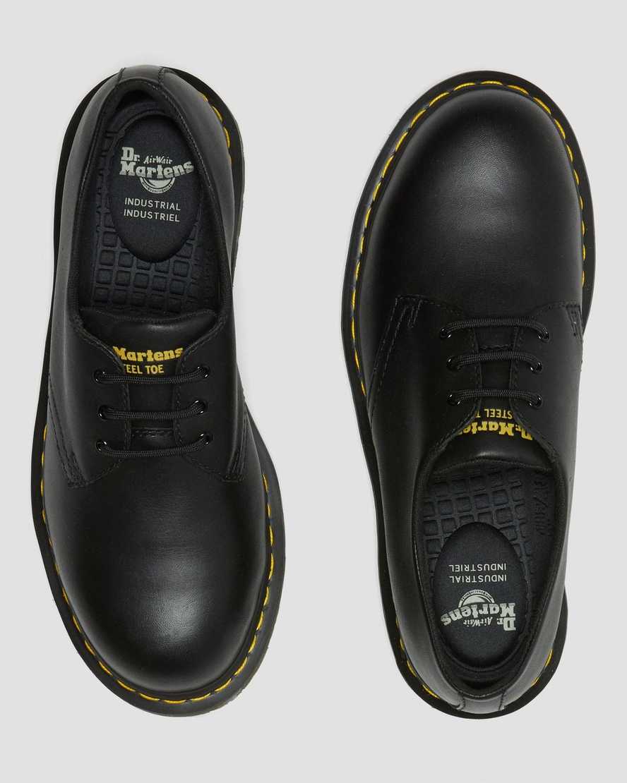 schwarze dr. martens 1461 damen-freizeitschuhe mit rutschfester stahlkappe