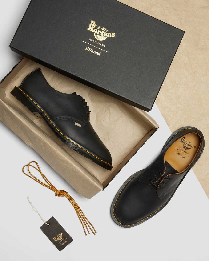 schwarze dr. martens archie ii jjjjound wyoming damen-schnürschuhe
